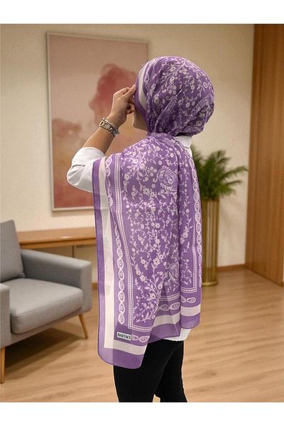 Baştacı 2025 Summer Season 0349 Kilim Pattern Lilac Shawl