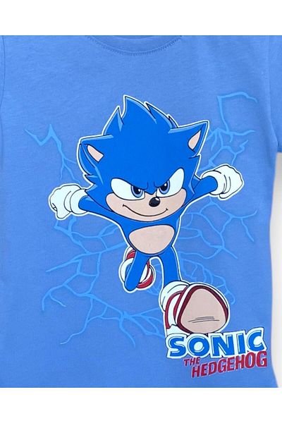 LİTTLE TORTOİSE Boys' Sonic Printed Crew Neck T-Shirt - Shorts Set