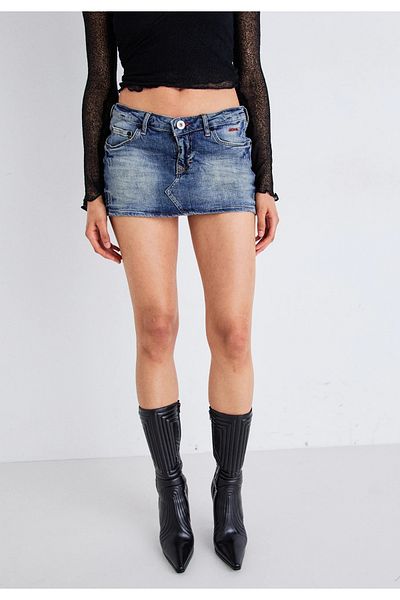 september island Vintage Navy Blue Denim Mini Skirt