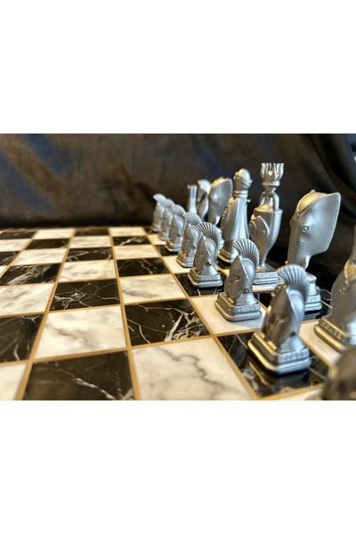 oraychess Ege Toprakları Premium Satranç Takımı Gri Tabla