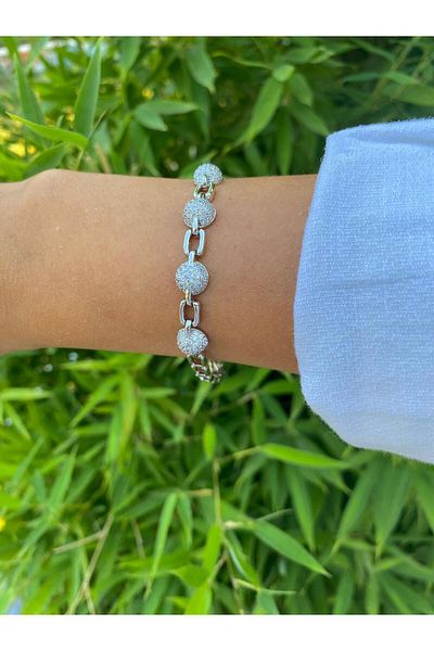 marsel aksesuar Xuping Five Ball Zircon Stone Silver Bracelet
