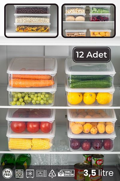 BRAMBLE LIFE 3.5 Lt 12 Pieces Leak Proof Rectangular Storage Set - Transparent Indicator