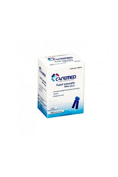 CAREMED Sterile Ribbed Blood Lancets - 200 Pieces