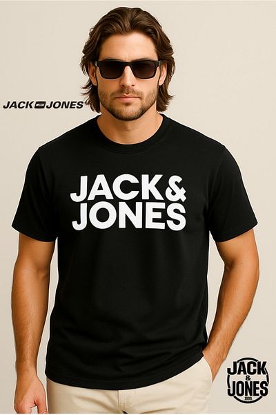 Jack & Jones Tricou pentru bărbați cu logo Jjecorp Crew Neck 12151955 Negru