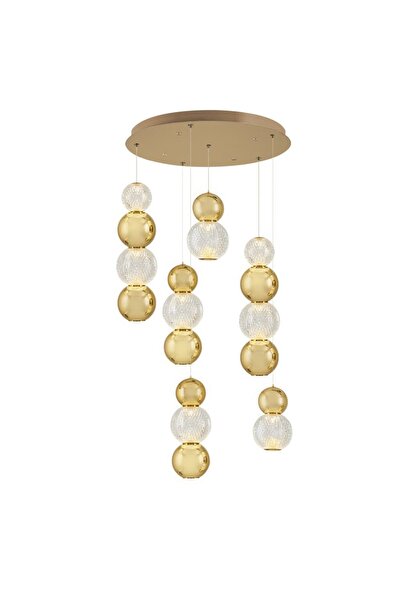 Özcan Aydınlatma Özcan Aydınlatma 4136-6A-03 6'Lı Güneş Sarkıt Avize Sarı