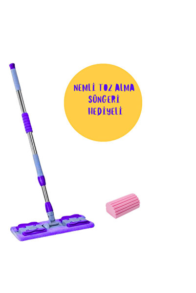 VANCL Teleskopik Saplı Mandallı Sihirli Mop 1 Yedek Bez Toz Alma Sünger Hediy...