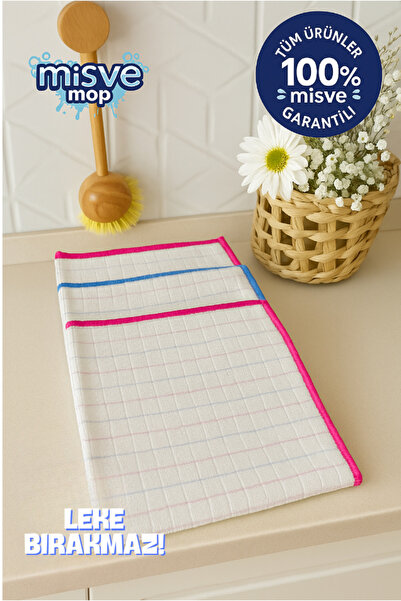 Misvele ( 3 Adet ) Sihirli Mikrofiber Kurulama Bezi 40/ 60 Cm Leke Tutmaz Kok...