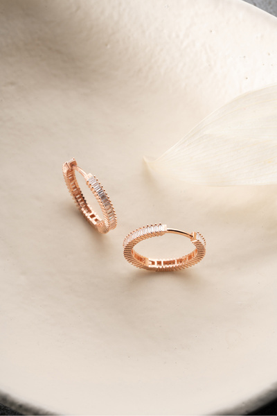 Silvano Jewelry 925 Ayar Gümüş Baget Taşlı Halka Küpe