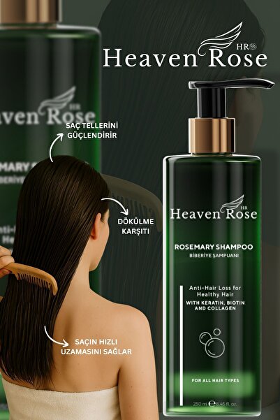 Heaven Rose Hr Biberiye Şampuanı Dökülme Karşıtı ve Hızlı Uzamaya Yardımcı Keratin, Biotin ve Kolajen Özlü 250 ml