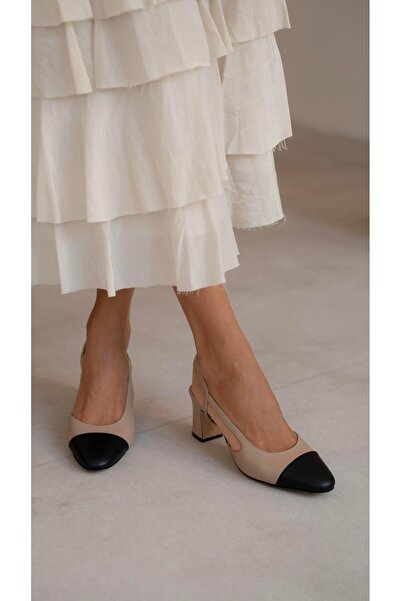 ECENİN BUTİĞİ Amina Ten   Hakiki Deri   Topuklu Ayakkabı