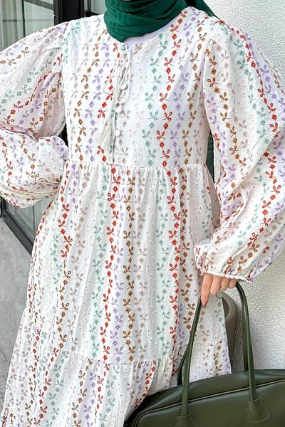 Lavanta Tekstil Colorful Embroidered Dress