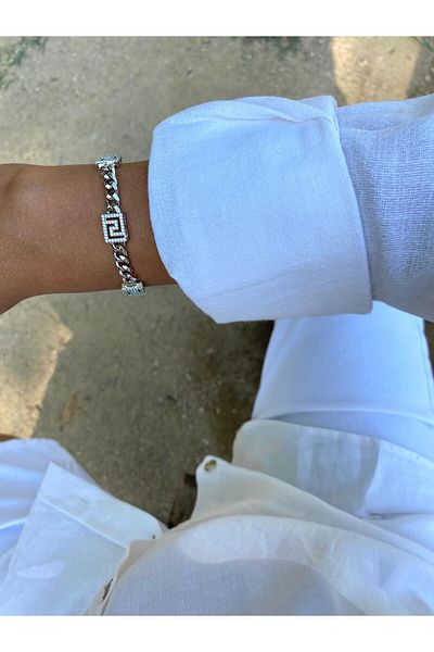 marsel aksesuar Xuping Square Maze Zircon Stone Silver Bracelet