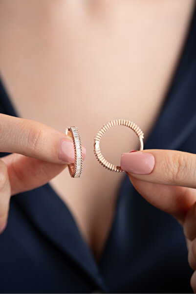 Silvano Jewelry 925 Ayar Gümüş Baget Taşlı Halka Küpe