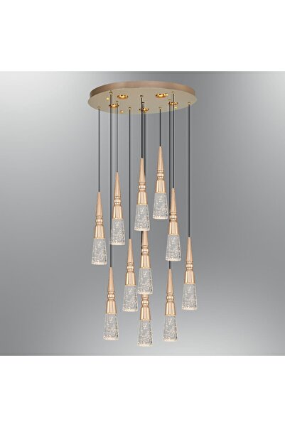 Özcan Aydınlatma Özcan Aydınlatma 2790-11A-03 Stiles 11'Lİ Yuvarlak Sarkıt Sarı