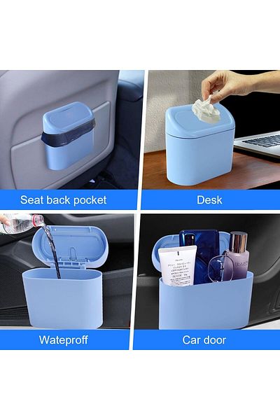 Luti Concept Auto Accessory Car Trash Can Portable In-Car Portable Organizer with Lid Trash Can Blue
