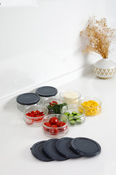 YUNUSOĞLU HOME Premium Breakfast Set of 12 410 Cc |   Glass Storage Container with Gray Plastic Lid, Airtight