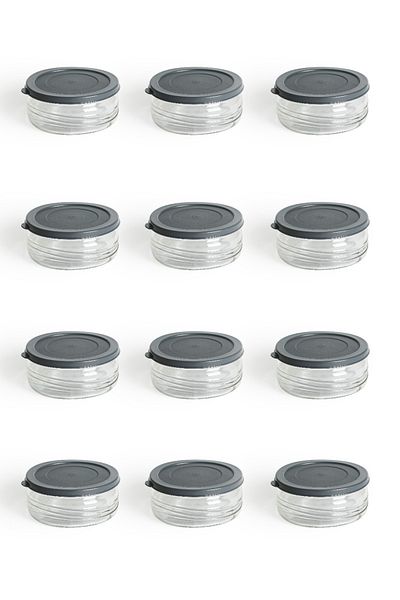 YUNUSOĞLU HOME Premium Breakfast Set of 12 410 Cc |   Glass Storage Container with Gray Plastic Lid, Airtight