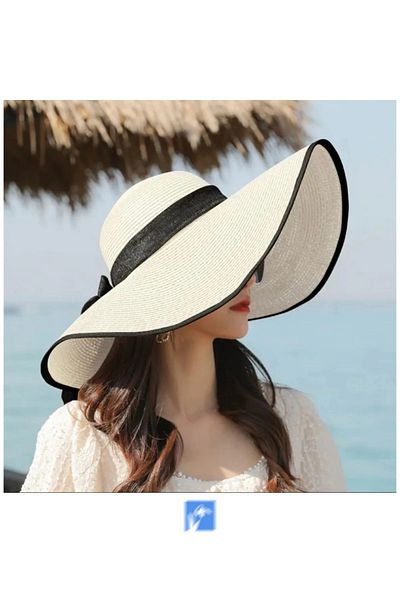 VB Steel Women's Straw Ribbon Accessory Beach, Sea, Travel Hat