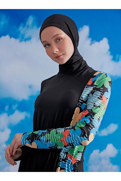 MAYOU Stylish Hijab Swimsuit with Stopper - Black -