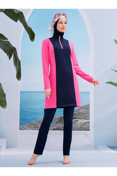 MAYOU Γαρνιρισμένο Μαγιό Hijab - Φούξια Navy Blue -