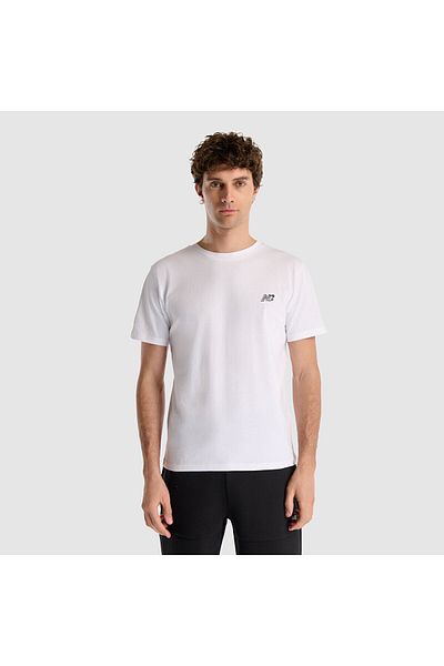 New Balance Mnt1537 Κλασικό Βασικό Λογότυπο Λευκό Ανδρικό T-Shirt