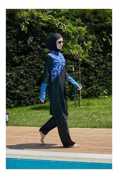 MAYOU Garnished Patterned Hijab Swimsuit - Mixed Color-