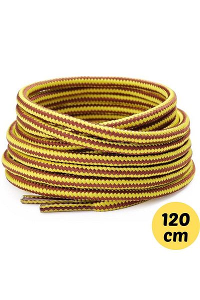 Mawrond 120 Cm, Dark Yellow Sienna Colored, Extra Strong, Thick, Ribbed Round Boots, Shoelaces (1 Pair)