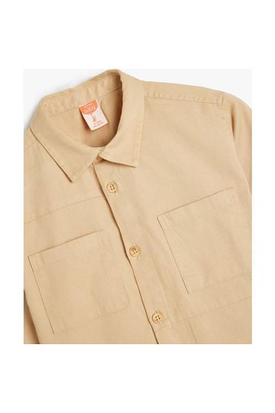 Koton Cotton Long Sleeve Shirt - Pocket and Button Closure