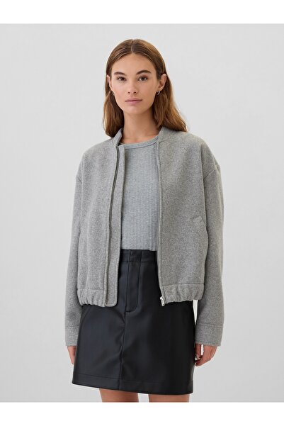 GAP Kadın Gri Yün Bomber Ceket