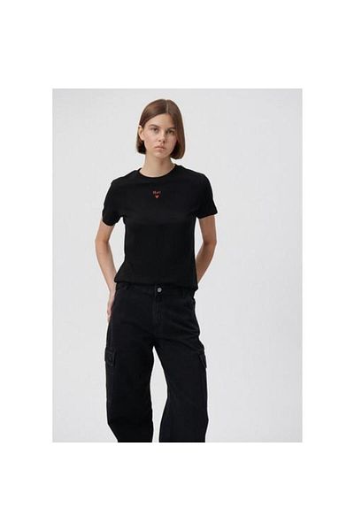 Mavi Logo Printed Black Women's T-Shirt m 1601185 -900