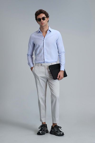 Lufian 111190312 Plus Smart Ανδρικό Παντελόνι Chino Slim Fit Ανδρικό Παντελόνι Stone