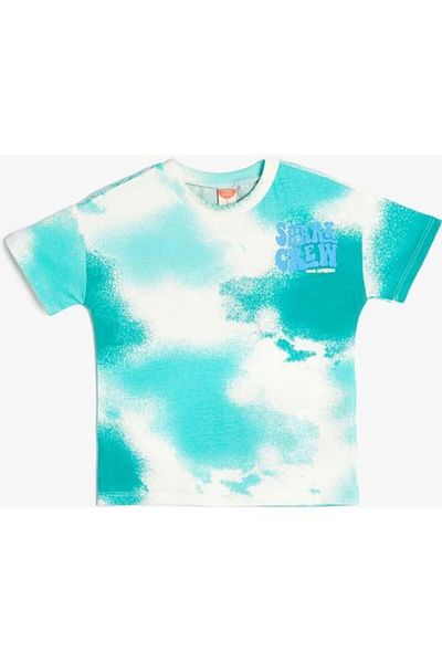 Koton Tricou cu mânecă scurtă din bumbac cu model Tie-Dye - Decolteu