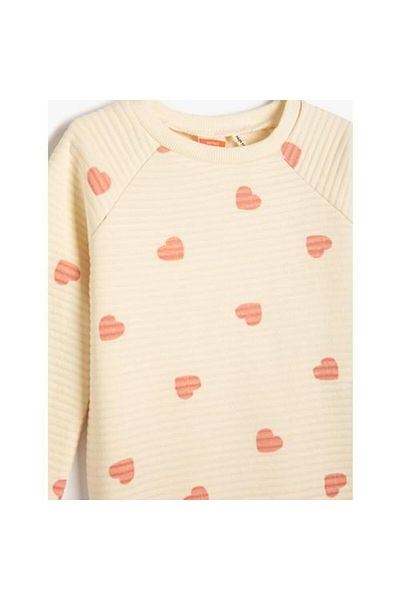 Koton Sweatshirt Cotton Heart-shaped Crew Neck