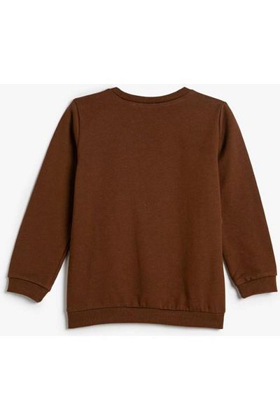 Koton Dinosaur Printed Sweatshirt Rose Gold Crew Neck Cotton