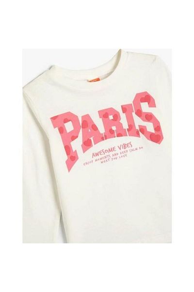 Koton City Printed Cotton Long Sleeve T-Shirt - Crew Neck