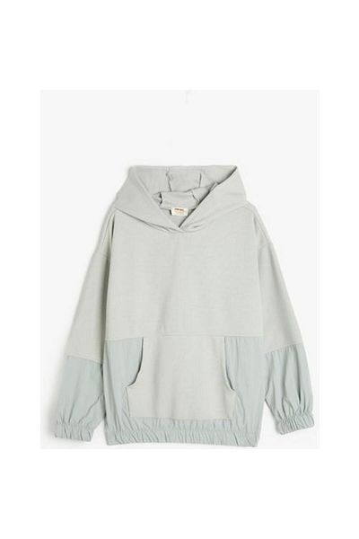 Koton Long Sleeve Oversize Hooded Sweat - Kangaroo Pocket, Parachute Fabric Detail