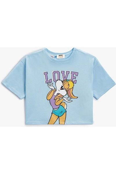 Koton Tricou crop Lola Bunny, cu mânecă scurtă, cu licență, din bumbac