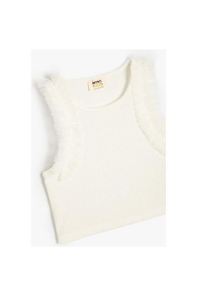 Koton Crop Athlete Tulle Detailed Ribbed