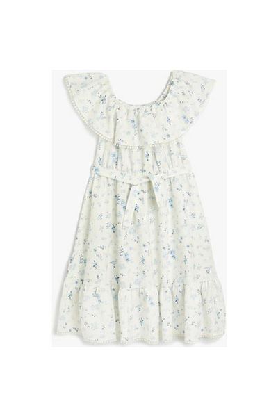 Koton Leinenkleid ärmellos gerüscht gestuft schulterfrei