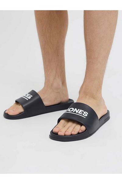 Jack & Jones Men's Brand Logo Comfortable Sole Stylish Appearance Navy Blue Slippers for Daily and Beach Use 12236477