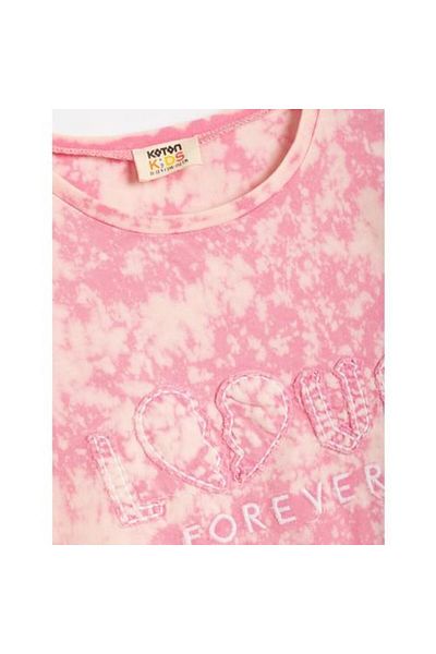 Koton Cotton Short Sleeve T-Shirt - Tie-Dye Pattern and Slogan Print