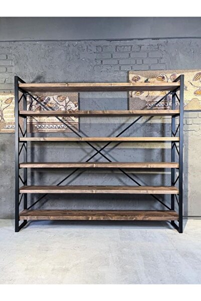 FIRU HOME Metal Çerçeveli Rustik Kitaplık