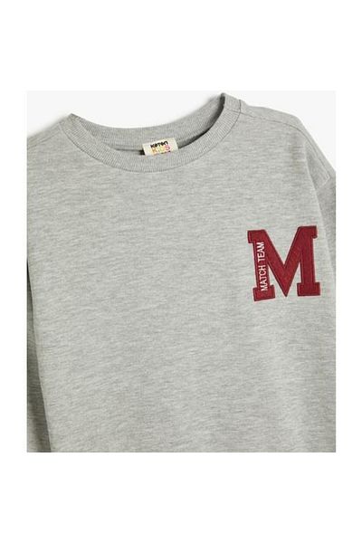 Koton Crew Neck Slogan Printed Long Sleeve Sweatshirt