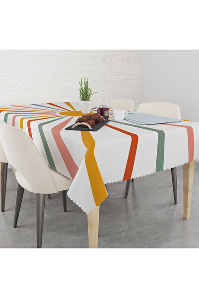 yok yok evim eve dair her şey مفرش طاولة بدون قلق بتأثير الكتان منقوش باللون الشمس