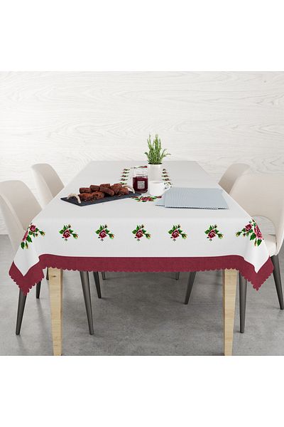 yok yok evim eve dair her şey Kanavi̇çe Patterned Linen-Effect Worry-Free Table Cloth