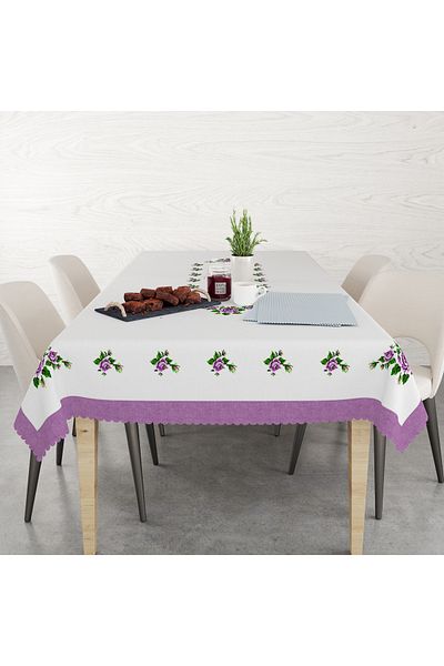 yok yok evim eve dair her şey Kanavi̇çe Patterned Linen-Effect Worry-Free Table Cloth