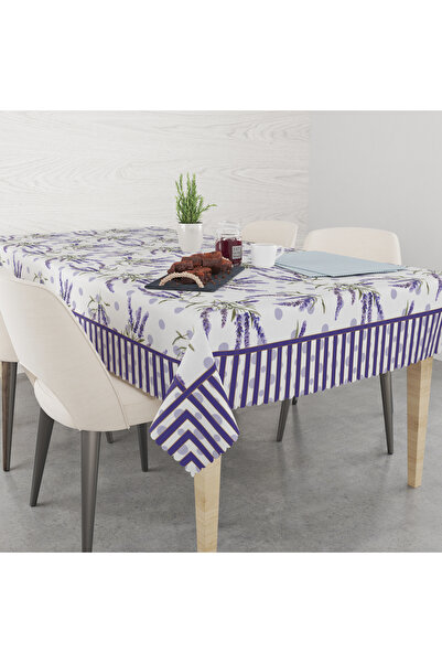 yok yok evim eve dair her şey مفرش طاولة بدون قلق بتأثير الكتان منقوش باللافندر