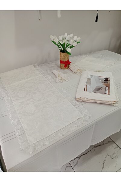 Elisam Living Room Set Napkin+Ranir+Table Cloth (Full Set with White Box)