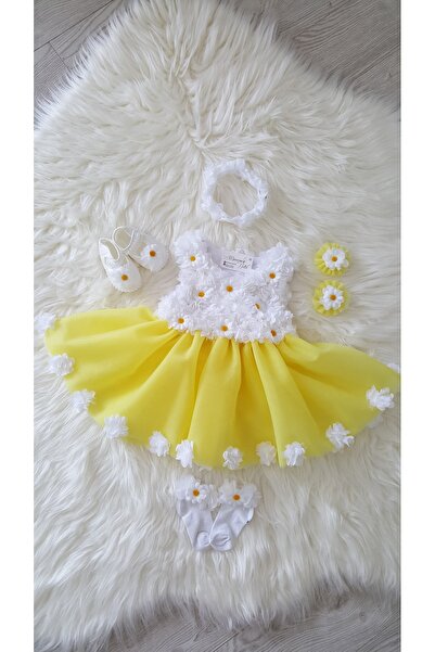 GOLD TEKSTİL فستان بناتي منقوش بزهرة الأقحوان للمناسبات الخاصة