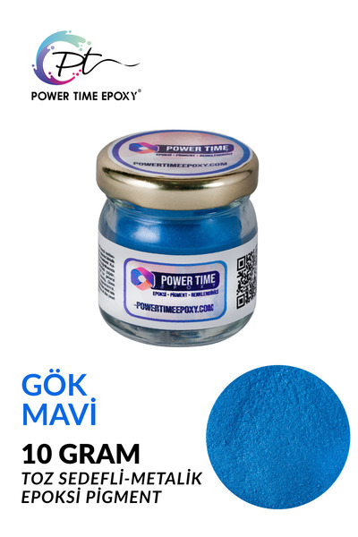 POWER TIME EPOXY Sedefli Metalik Toz Pigment Boya 10 gram / Gök Mavi / Epoksi Için